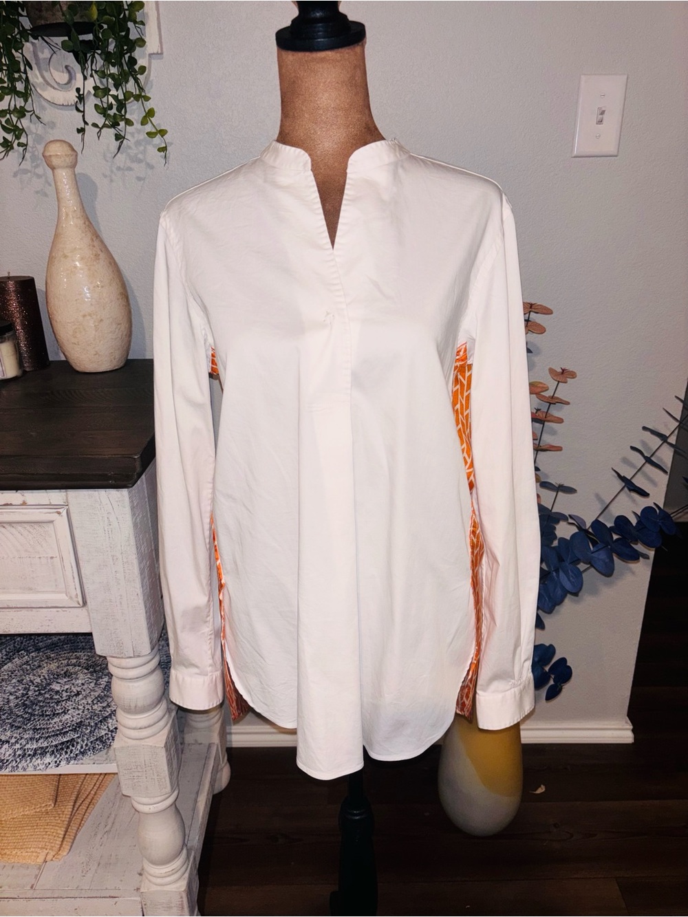 Le Sarte Pettegole Italian Designer White Tunic Orange Geometric Side Panels 42 - Picture 2 of 11